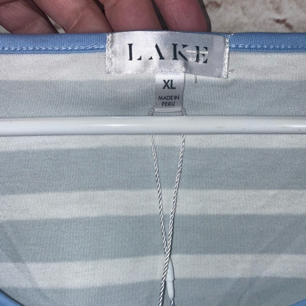 Lake Pima Short Sleeve Pajama Top in Blue Gray Club Stripe Size XL NEW - Picture 6 of 7